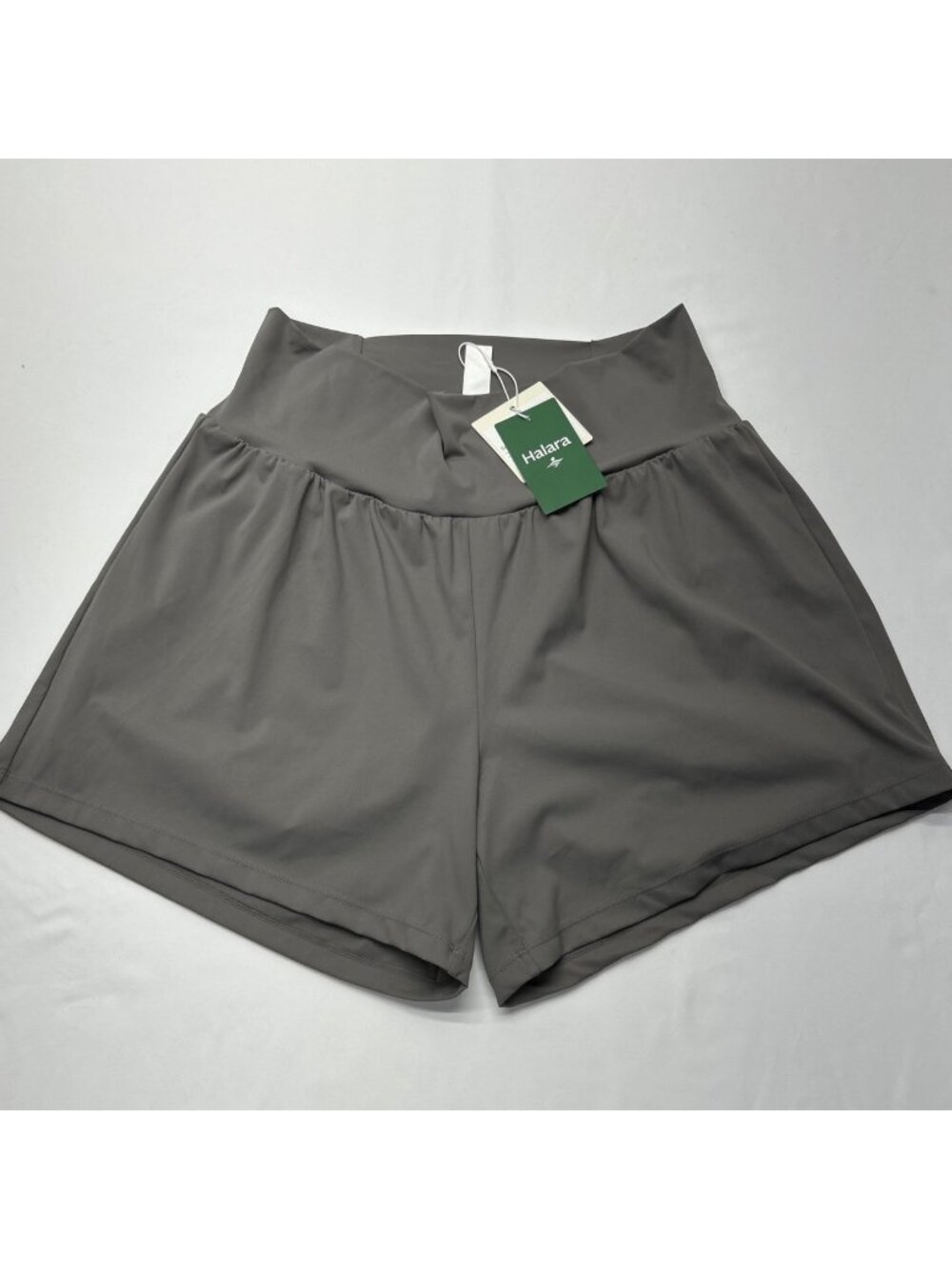 Halara NWT Softlyzero Airy Womens High-Waisted Athletic Shorts XL Long Gray Nylo